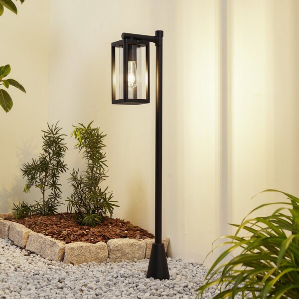 Lucande Siveta φως διαδρομής, 100 cm ύψος, μαύρο, E27, IP65, ρυθμιζόμενος, Μαύρο, Αλουμίνιο, σύγχρονο