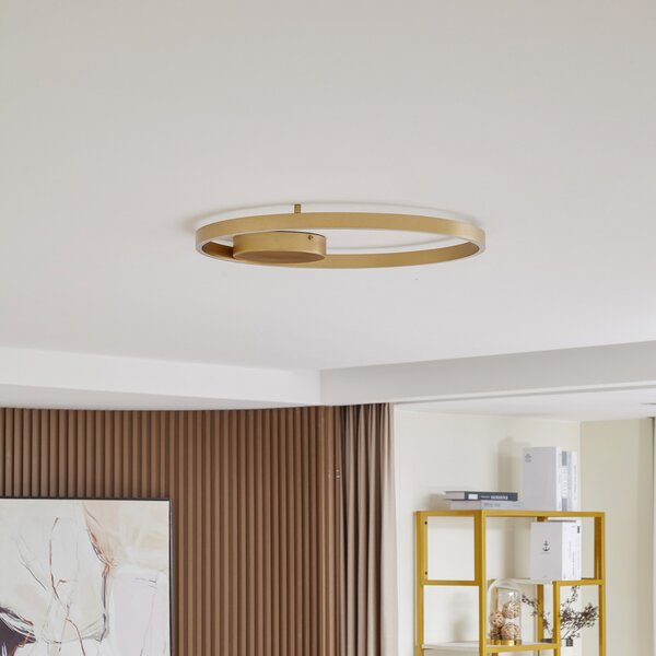 Lucande Smart LED φωτιστικό οροφής Moise, χρυσό, CCT, Tuya, ρυθμιζόμενος, Χρυσό / Ορείχαλκου, Σαλόνι / τραπεζαρία, Αλουμίνιο, σύγχρονο