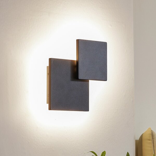 Lucande LED φωτιστικό τοίχου Elrik, μαύρο, ύψος 27 cm, μέταλλο, Μαύρο, Διάδρομος, Μέταλλο, σύγχρονο