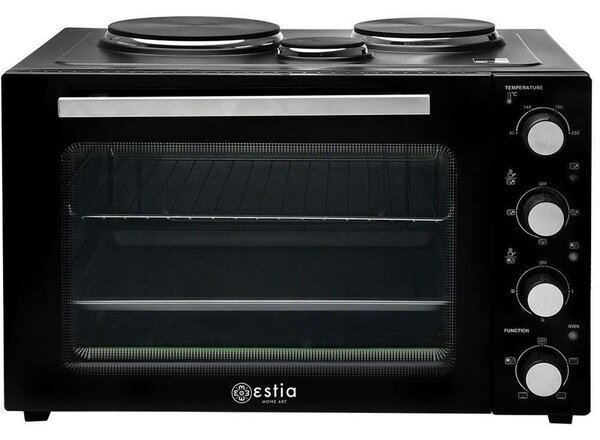 Φουρνάκι Ηλεκτρικό Με Εστίες Compact Cooker 06-17262 57x37x43,5cm 48lt 3250W Black Estia