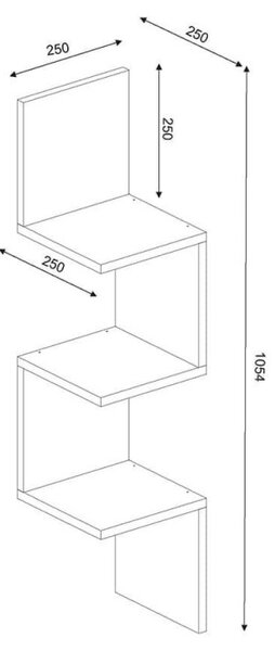 Γωνιακή επιτοίχια ραφιέρα Furny Home 756FRN1616, 105,4x25 cm, Μοριοσανίδα, 3 ράφια, Λευκό