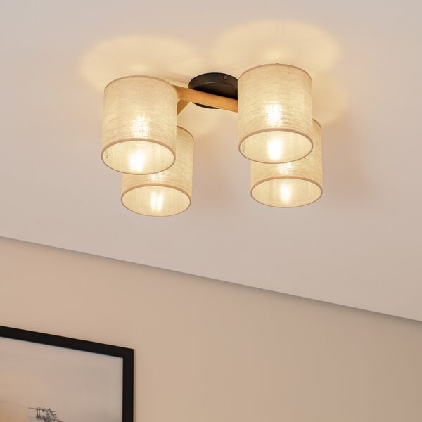 TK Lighting Φωτιστικό οροφής Deva, τετραφωτο, ύφασμα, ρυθμιζόμενος, Μπεζ, Σαλόνι / τραπεζαρία, Ύφασμα / Κλωστοϋφαντουργία, Σκανδιναβικό