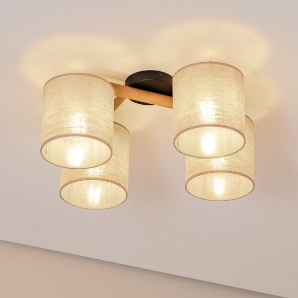 TK Lighting Φωτιστικό οροφής Deva, τετραφωτο, ύφασμα, ρυθμιζόμενος, Μπεζ, Σαλόνι / τραπεζαρία, Ύφασμα / Κλωστοϋφαντουργία, Σκανδιναβικό