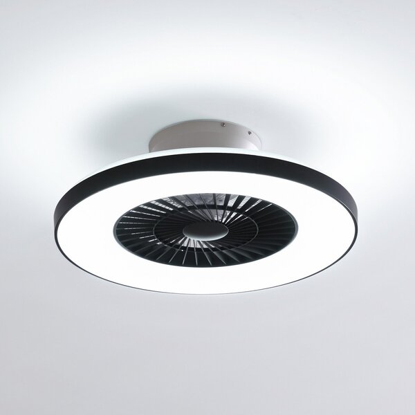 Lindby Smart LED ανεμιστήρας οροφής Paavo μαύρος αθόρυβος Tuya, ρυθμιζόμενος, Μαύρο, Σαλόνι / τραπεζαρία, Πλαστικό, σύγχρονο
