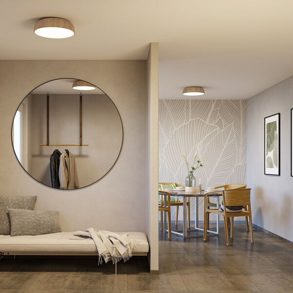 Paulmann Oka LED φωτιστικό οροφής IP44 CCT με εμφάνιση ξύλου, Ξύλου, Μπάνιο, Πλαστικό, σύγχρονο