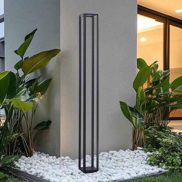 Lucande Φωτιστικό εξωτερικού χώρου LED Thorvid, ύψος 180 cm, μαύρο, Μαύρο, Αλουμίνιο, σύγχρονο