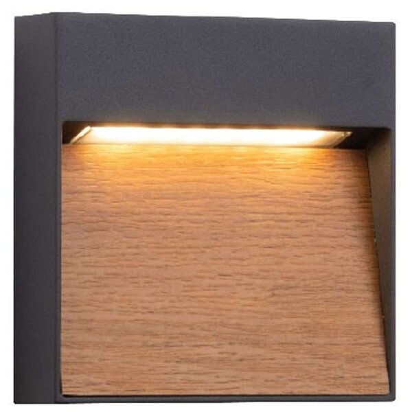 Φωτιστικό Τοίχου - Απλίκα Natu VK/02215/WD/W 13x13,3x4,2cm Led 312lm 5,4W 3000K Natural-Anthracite VKLed