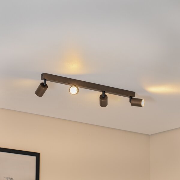 TK Lighting Spot οροφής Top, ρυθμιζόμενο, καφέ, γραμμικό τεσσάρων φλογών, ρυθμιζόμενος, Καφέ / Σκουριάς, Σαλόνι / τραπεζαρία, Μέταλλο, σύγχρονο, Οροφή πολλαπλής φλόγας