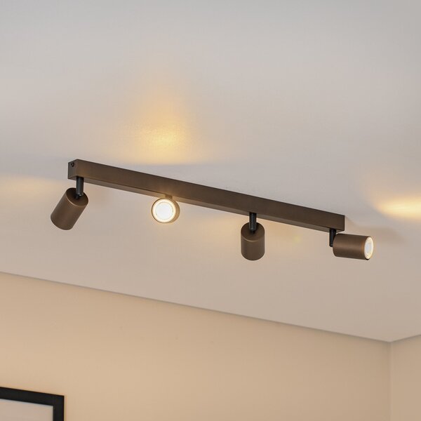 TK Lighting Spot οροφής Top, ρυθμιζόμενο, καφέ, γραμμικό τεσσάρων φλογών, ρυθμιζόμενος, Καφέ / Σκουριάς, Σαλόνι / τραπεζαρία, Μέταλλο, σύγχρονο, Οροφή πολλαπλής φλόγας