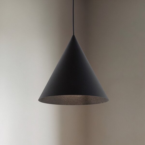 TK Lighting Κρεμαστό φωτιστικό Cono, μονής λάμπας, Ø 27 εκ., μαύρο, ρυθμιζόμενος, Μαύρο, Σαλόνι / τραπεζαρία, Μέταλλο, σύγχρονο