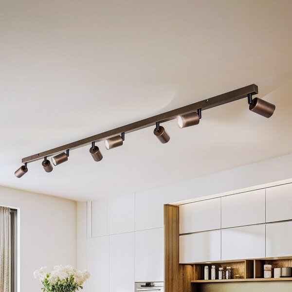 TK Lighting Spot οροφής Top, ρυθμιζόμενο, καφέ, οκτώ φλογών γραμμικό, ρυθμιζόμενος, Καφέ / Σκουριάς, Σαλόνι / τραπεζαρία, Μέταλλο, σύγχρονο, Οροφή πολλαπλής φλόγας
