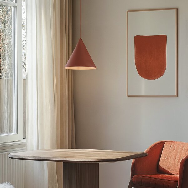 TK Lighting Cono κρεμαστό φωτιστικό, μονόφωτο, Ø 25 cm, κόκκινο τούβλο, ρυθμιζόμενος, Κόκκινο, Σαλόνι / τραπεζαρία, Μέταλλο, σύγχρονο