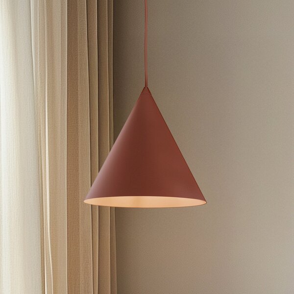 TK Lighting Cono κρεμαστό φωτιστικό, μονόφωτο, Ø 25 cm, κόκκινο τούβλο, ρυθμιζόμενος, Κόκκινο, Σαλόνι / τραπεζαρία, Μέταλλο, σύγχρονο