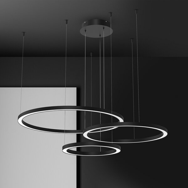 Eko-Light LED κρεμαστή λάμπα Galaxia, πλαστικό, μαύρο, 3 φλόγες, 85 W, Μαύρο, Σαλόνι / τραπεζαρία, Πλαστικό, σύγχρονο