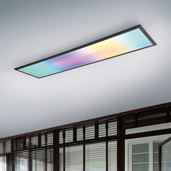 Reality Leuchten Φωτιστικό οροφής Beta LED, μήκος 119 cm, μαύρο, RGBW, CCT, ρυθμιζόμενος, Μαύρο, Σαλόνι / τραπεζαρία, Μέταλλο, σύγχρονο