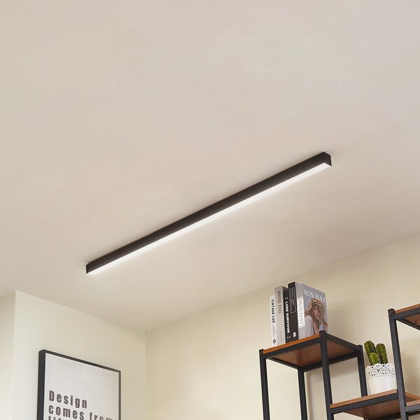 Lucande Φωτιστικό οροφής LED Teniona, 132 cm, μαύρο, αλουμίνιο, ρυθμιζόμενος, Μαύρο, Σαλόνι / τραπεζαρία, Αλουμίνιο, σύγχρονο