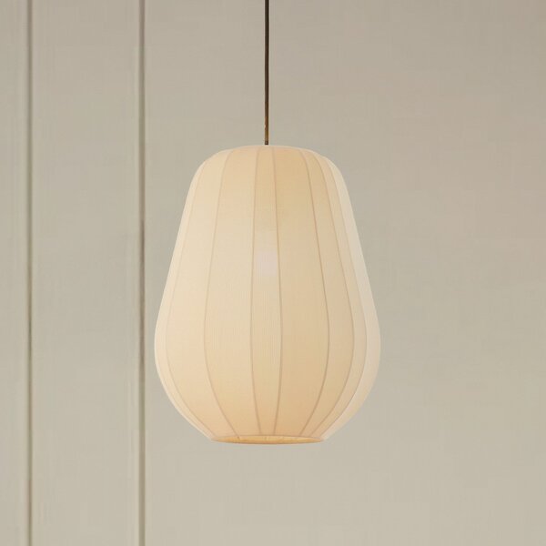 Lindby κρεμαστό φωτιστικό Helin, μπεζ, Ø 30 cm, ύφασμα, ρυθμιζόμενος, Μπεζ, Σαλόνι / τραπεζαρία, Ύφασμα / Κλωστοϋφαντουργία, σύγχρονο