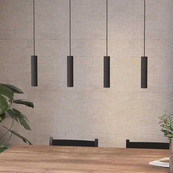 EGLO Almudaina LED κρεμαστό φωτιστικό, μαύρο, μήκος 84 cm, 4-φωτο,, ρυθμιζόμενος, Μαύρο, Σαλόνι / τραπεζαρία, Μέταλλο, σύγχρονο