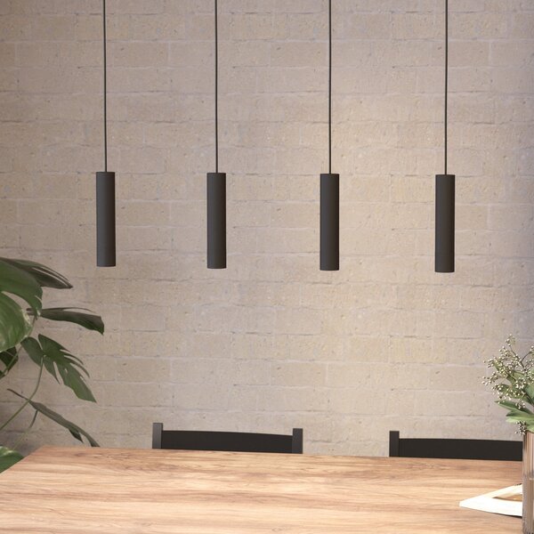 EGLO Almudaina LED κρεμαστό φωτιστικό, μαύρο, μήκος 84 cm, 4-φωτο,, ρυθμιζόμενος, Μαύρο, Σαλόνι / τραπεζαρία, Μέταλλο, σύγχρονο
