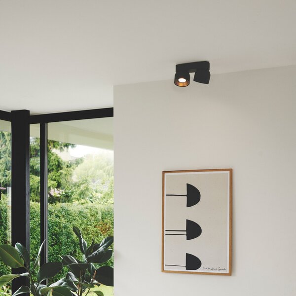 Nordlux Downlight Pitcher, GU10, δύο φλόγες, μέταλλο, μαύρο, ρυθμιζόμενος, Μαύρο, Σαλόνι / τραπεζαρία, Μέταλλο, σύγχρονο