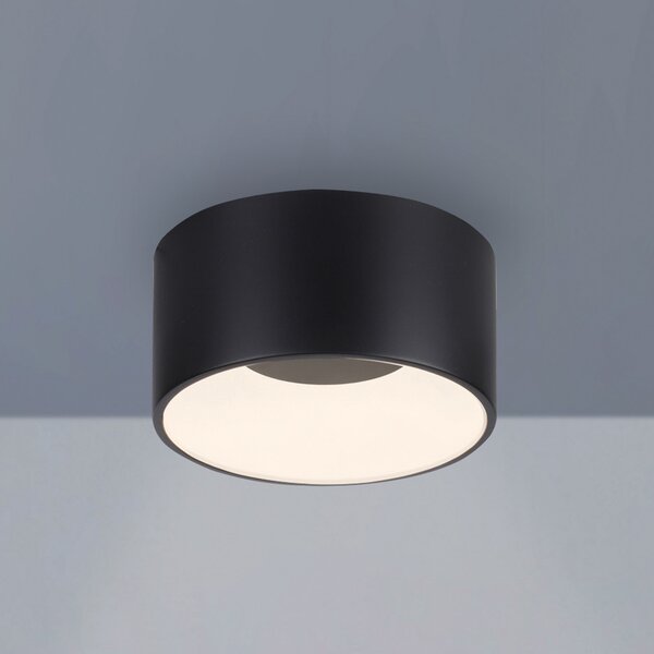 JUST LIGHT. GmbH Φωτιστικό οροφής LED Tanika μαύρο, Ø16cm, dimmable, ρυθμιζόμενος, Μαύρο, Σαλόνι / τραπεζαρία, Πλαστικό, σύγχρονο