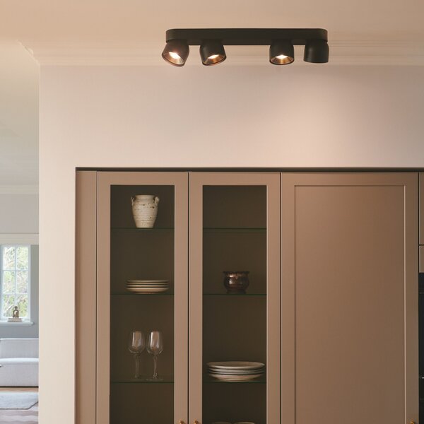 Nordlux Downlight Pitcher, GU10, τετραφωτεινός, μέταλλο, μαύρο, ρυθμιζόμενος, Μαύρο, Σαλόνι / τραπεζαρία, Μέταλλο, σύγχρονο
