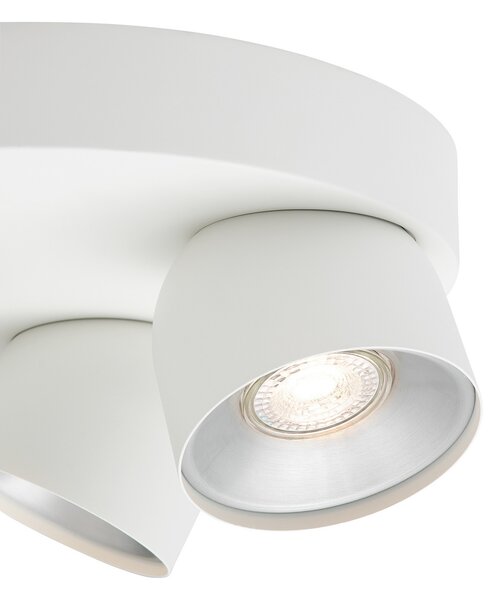 Nordlux Downlight Pitcher, GU10, τριών φλογών, στρογγυλό, μέταλλο, λευκό, ρυθμιζόμενος, Λευκό, Σαλόνι / τραπεζαρία, Μέταλλο, σύγχρονο