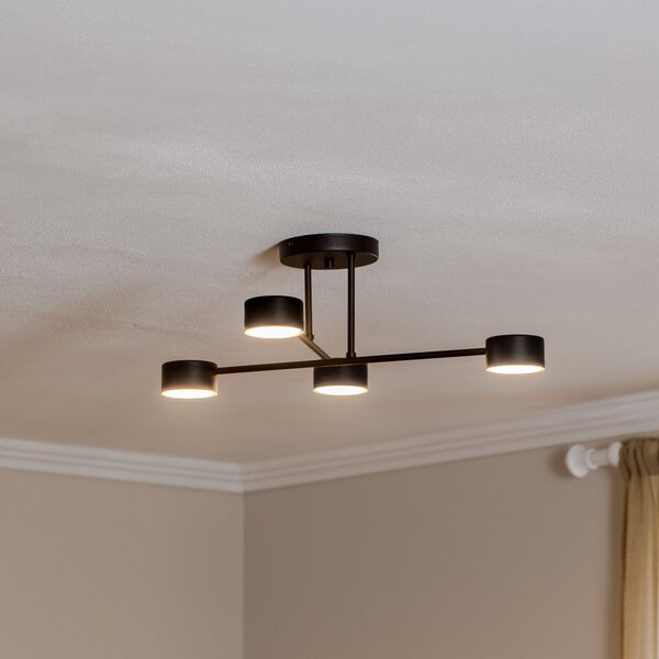 EMIBIG LIGHTING Φωτιστικό οροφής Modus 4, χάλυβας, τετραπλό, GX53, μαύρο, ρυθμιζόμενος, Μαύρο, Σαλόνι / τραπεζαρία, Μέταλλο, σύγχρονο