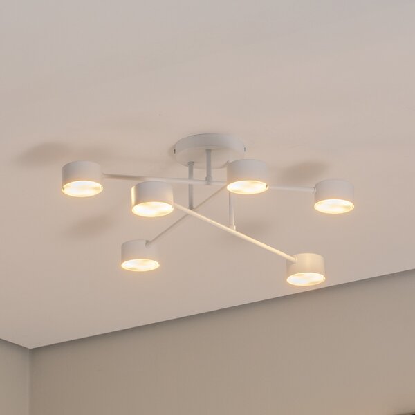 EMIBIG LIGHTING Modus 6 φωτιστικό οροφής, ατσάλινο, έξι φωτιστικών, GX53, λευκό, ρυθμιζόμενος, Λευκό, Σαλόνι / τραπεζαρία, Μέταλλο, σύγχρονο