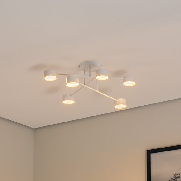 EMIBIG LIGHTING Modus 6 φωτιστικό οροφής, ατσάλινο, έξι φωτιστικών, GX53, λευκό, ρυθμιζόμενος, Λευκό, Σαλόνι / τραπεζαρία, Μέταλλο, σύγχρονο