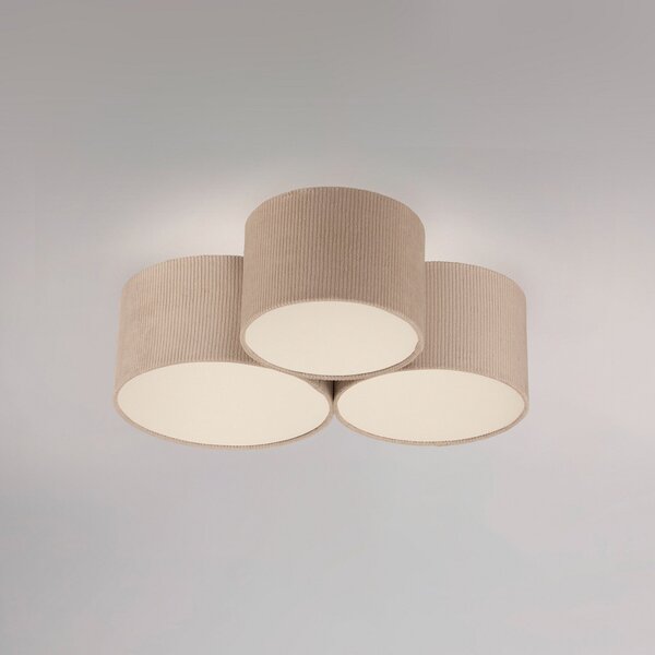 JUST LIGHT. GmbH Πράσινο φωτιστικό οροφής Duro, υφασμάτινο, τριών λαμπτήρων, ρυθμιζόμενος, Μπεζ, Σαλόνι / τραπεζαρία, Ύφασμα / Κλωστοϋφαντουργία