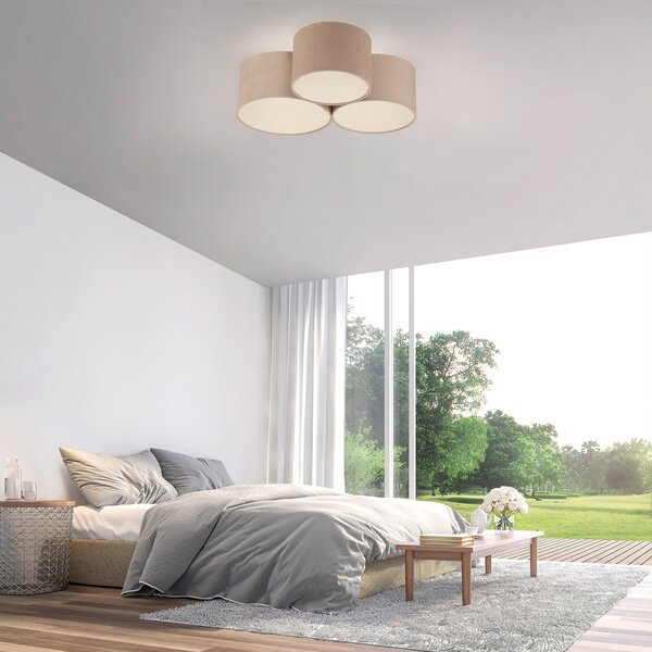 JUST LIGHT. GmbH Πράσινο φωτιστικό οροφής Duro, υφασμάτινο, τριών λαμπτήρων, ρυθμιζόμενος, Μπεζ, Σαλόνι / τραπεζαρία, Ύφασμα / Κλωστοϋφαντουργία