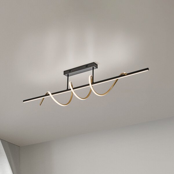 JUST LIGHT. GmbH Emanda LED φωτιστικό οροφής, σίδερο, μαύρο-ορείχαλκο, ρυθμιζόμενος, Μαύρο, Σαλόνι / τραπεζαρία, Μέταλλο, σύγχρονο