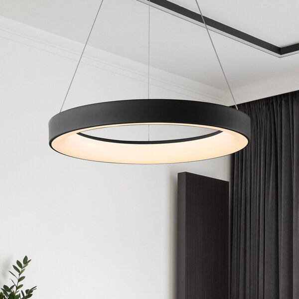 Mantra Iluminación Κρεμαστό φωτιστικό LED Niseko II, τηλεχειριστήριο, Ø 38 cm, μαύρο, ρυθμιζόμενος, Μαύρο, Σαλόνι / τραπεζαρία, Αλουμίνιο, σύγχρονο