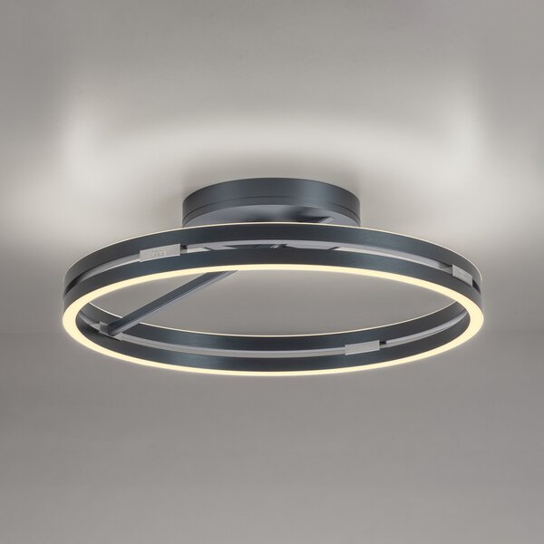 PURE LED φωτιστικό οροφής Loop, γκρι, μέταλλο, Ø 60 cm, CCT, ρυθμιζόμενος, Γκρι, Σαλόνι / τραπεζαρία, Αλουμίνιο, σύγχρονο, Οροφή στρογγυλή άμεση