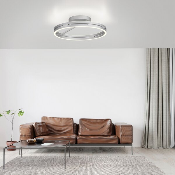 PURE LED φωτιστικό οροφής Loop, αλουμίνιο, μέταλλο, Ø 60 cm CCT, ρυθμιζόμενος, Μεταλλικό, Σαλόνι / τραπεζαρία, Αλουμίνιο, σύγχρονο, Οροφή στρογγυλή άμεση