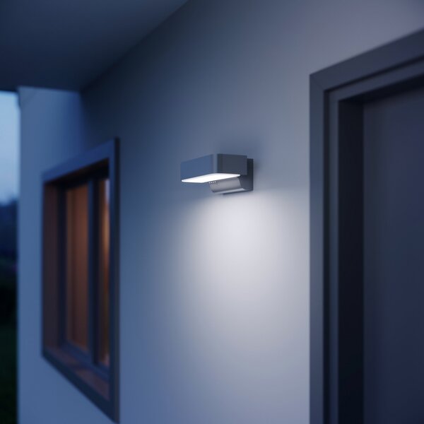 STEINEL Φωτιστικό τοίχου LED εξωτερικού χώρου L 800 SC, αισθητήρας, ασημί, Γκρι, Αλουμίνιο, σύγχρονο