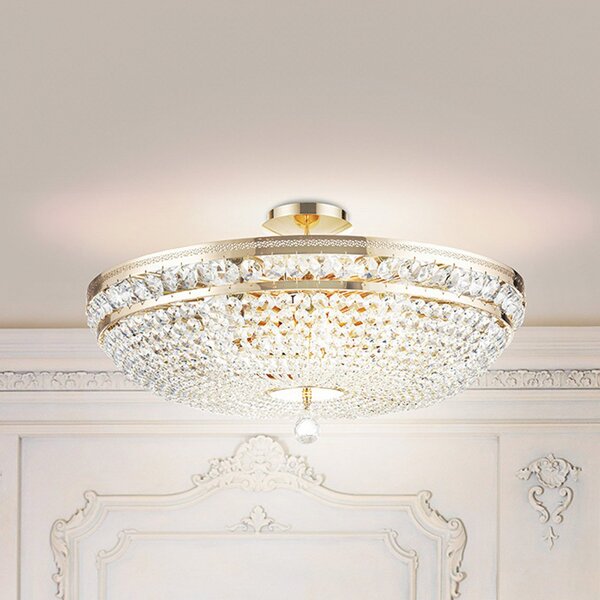Maytoni φωτιστικό οροφής Ottilia, Ø 65 cm, χρυσό χρώμα, κρύσταλλο, ρυθμιζόμενος, Χρυσό / Ορείχαλκου, Σαλόνι / τραπεζαρία, Μέταλλο, Αντίκα
