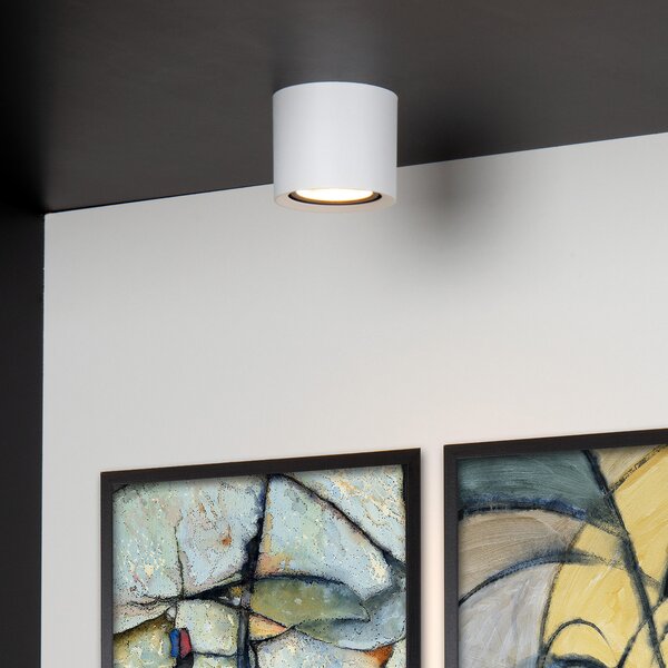 Lucide LED σποτ οροφής Fedler, Ø 12 cm, λευκό, dim-to-warm, αλουμίνιο, ρυθμιζόμενος, Λευκό, Σαλόνι / τραπεζαρία, Αλουμίνιο