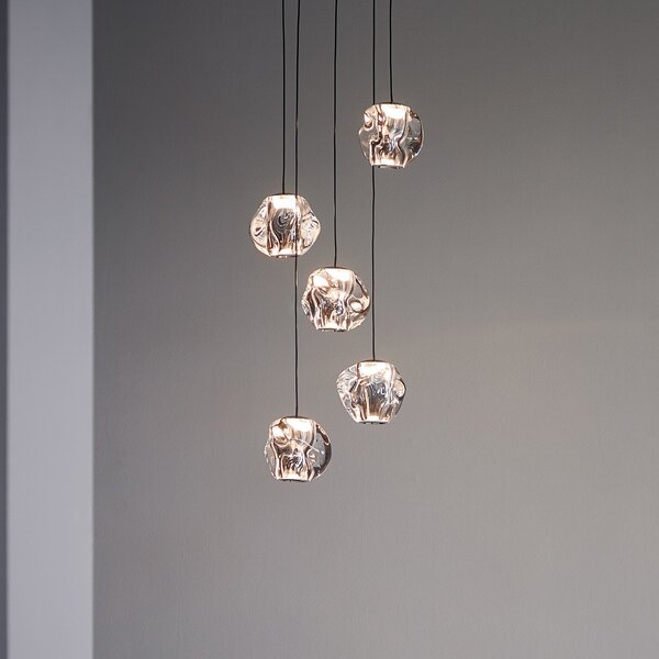 LOOM DESIGN LED κρεμαστό φωτιστικό Ice Ball, χρώμιο/καθαρό, 5-φωτο, ρυθμιζόμενος, Μεταλλικό, Σαλόνι / τραπεζαρία, Μέταλλο, σύγχρονο, Σφαίρα