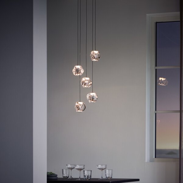 LOOM DESIGN LED κρεμαστό φωτιστικό Ice Ball, χρώμιο/καθαρό, 5-φωτο, ρυθμιζόμενος, Μεταλλικό, Σαλόνι / τραπεζαρία, Μέταλλο, σύγχρονο, Σφαίρα