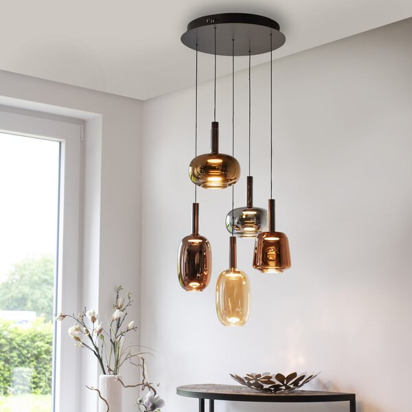 Paul Neuhaus LED κρεμαστό φωτιστικό Irides, Ø 55 cm, χρωματιστό, γυαλί, ρυθμιζόμενος, Πολύχρωμο, Σαλόνι / τραπεζαρία, Γυαλί, σύγχρονο