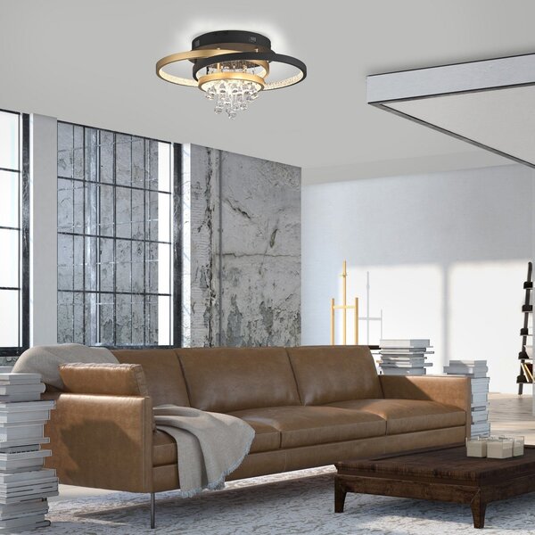 Paul Neuhaus LED φωτιστικό οροφής Rotazo, γυαλί, CCT, dimmable, ρυθμιζόμενος, Μαύρο, Σαλόνι / τραπεζαρία, Αλουμίνιο, σύγχρονο