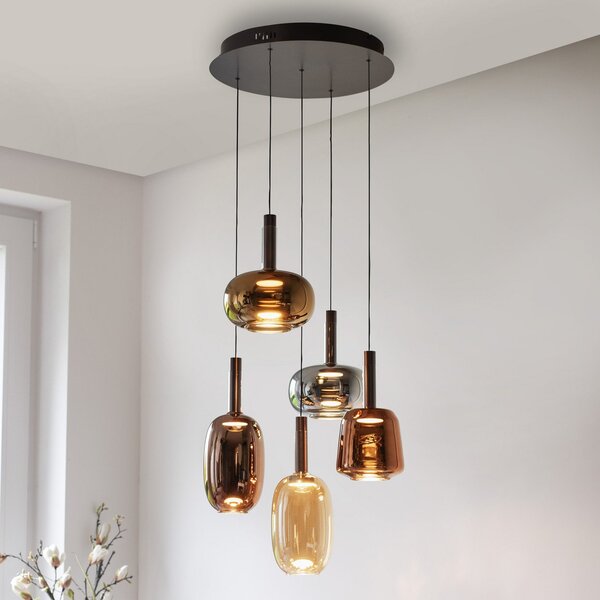 Paul Neuhaus LED κρεμαστό φωτιστικό Irides, Ø 55 cm, χρωματιστό, γυαλί, ρυθμιζόμενος, Πολύχρωμο, Σαλόνι / τραπεζαρία, Γυαλί, σύγχρονο