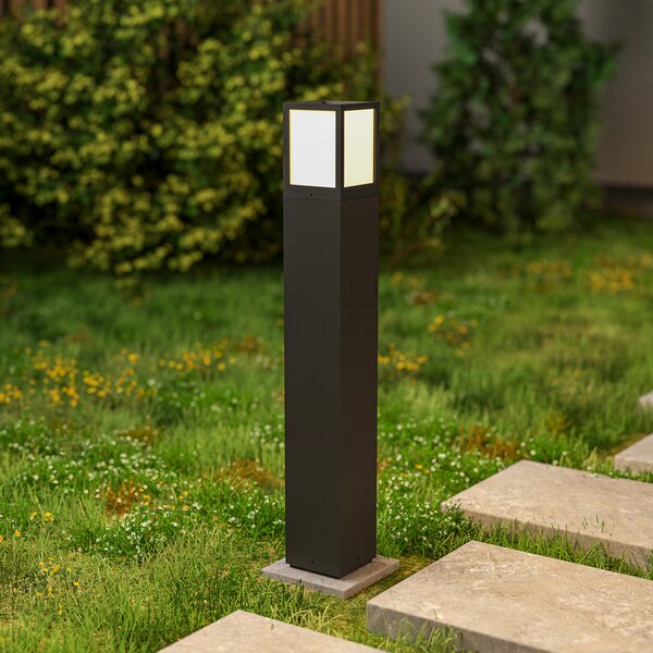 Deko-Light Facado II φως διαδρομής, ύψος 65 cm, γωνιακό, σκούρο γκρι/οπάλ, ρυθμιζόμενος, Γκρι, Αλουμίνιο