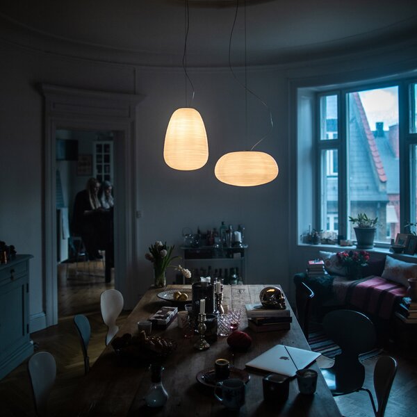 Foscarini Rituals 1 γυάλινη κρεμαστή λάμπα, ρυθμιζόμενος, Λευκό, Σαλόνι / τραπεζαρία, Γυαλί, σχεδιασμός