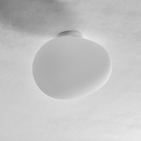 Foscarini Gregg media Φωτιστικό οροφής από γυαλί, 27cm, ρυθμιζόμενος, Λευκό, Σαλόνι / τραπεζαρία, Γυαλί, σχεδιασμός