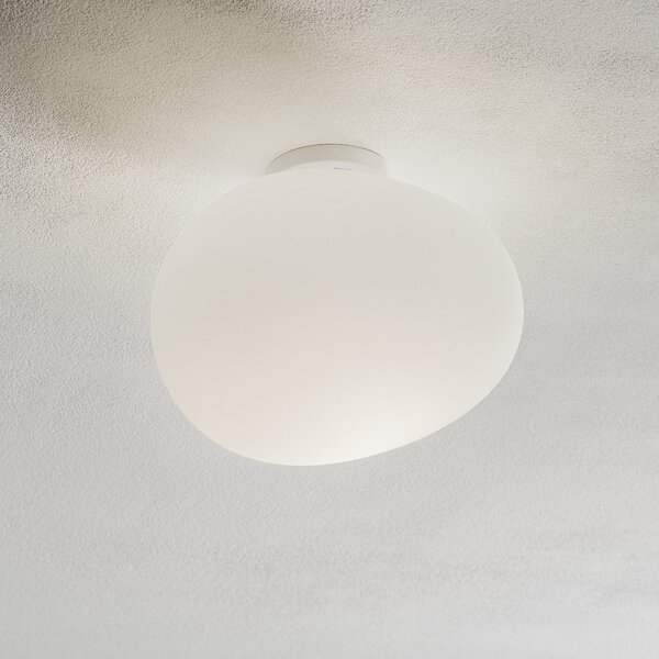 Foscarini Gregg media Φωτιστικό οροφής από γυαλί, 27cm, ρυθμιζόμενος, Λευκό, Σαλόνι / τραπεζαρία, Γυαλί, σχεδιασμός