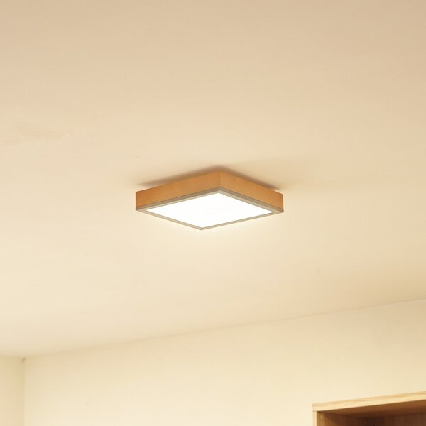 Lindby Laviona LED φωτιστικό οροφής, τετράγωνο, 30 cm, Ξύλου, Σαλόνι / τραπεζαρία, Ξύλο, σύγχρονο