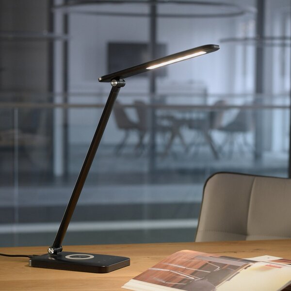 JUST LIGHT. GmbH Φωτιστικό γραφείου LED Florentina, μαύρο, ρυθμιζόμενος, Μαύρο, Μελέτη / Γραφείο, Πλαστικό